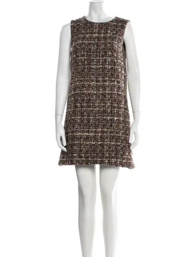 Pre-owned Dolce & Gabbana Wool Mini Dress In Neutrals