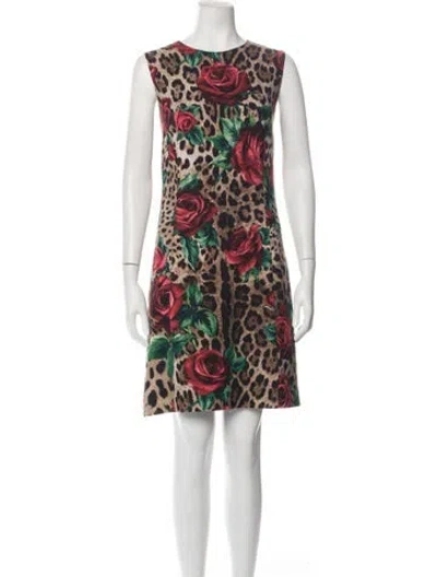 Pre-owned Dolce & Gabbana Wool Mini Dress In Neutrals