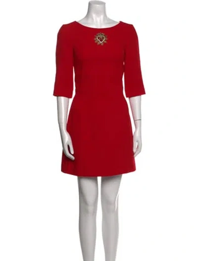 Pre-owned Dolce & Gabbana Wool Mini Dress In Red