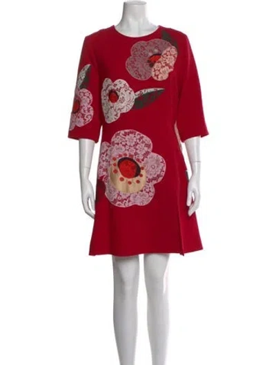 Pre-owned Dolce & Gabbana Wool Mini Dress In Red