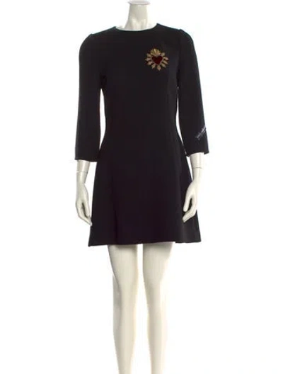 Pre-owned Dolce & Gabbana Wool Mini Dress W/ Tags In Black