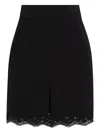 Dolce & Gabbana Chantilly Lace-trimmed Stretch-wool Mini Skirt In Black