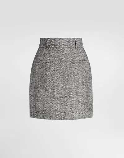 Dolce & Gabbana Wool Mini Skirt In Multicolor