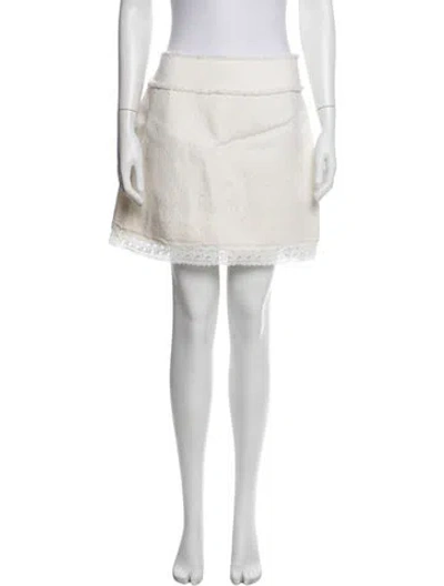 Pre-owned Dolce & Gabbana Wool Mini Skirt W/ Tags In White