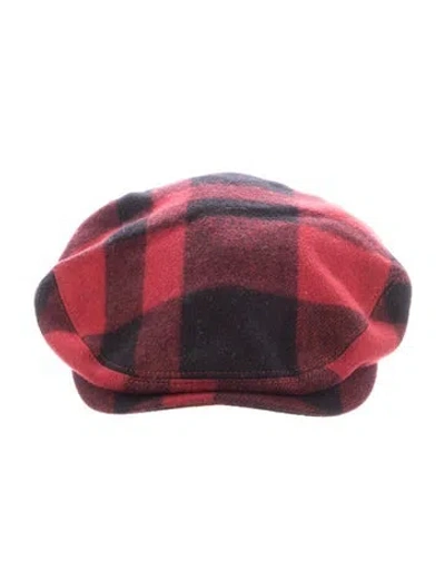 Pre-owned Dolce & Gabbana Wool Pattern Newsboy Hat In Red