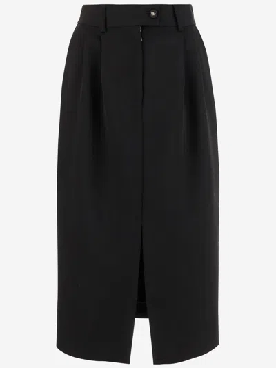 Dolce & Gabbana Wool Pencil Skirt Longuette In Black