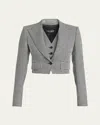 Dolce & Gabbana Wool Pied De Poule Cropped Jacket In Black