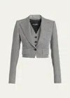 Dolce & Gabbana Wool Pied De Poule Cropped Jacket In Blkwhtchk