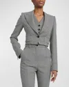 Dolce & Gabbana Wool Pied De Poule Cropped Jacket In Blkwhtchk