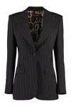 Dolce & Gabbana Wool Pinstripe Blazer In Brown