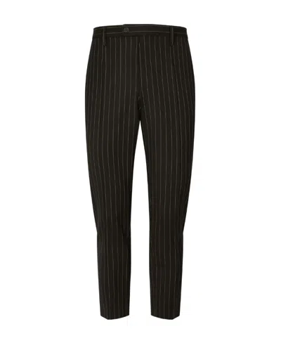 Dolce & Gabbana Wool Pinstripe Skinny Trousers In Black