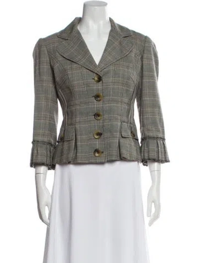 Pre-owned Dolce & Gabbana Wool Plaid Print Blazer In Black