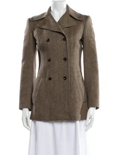 Pre-owned Dolce & Gabbana Wool Plaid Print Blazer In Brown