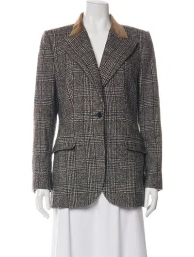 Pre-owned Dolce & Gabbana Wool Plaid Print Blazer In Brown