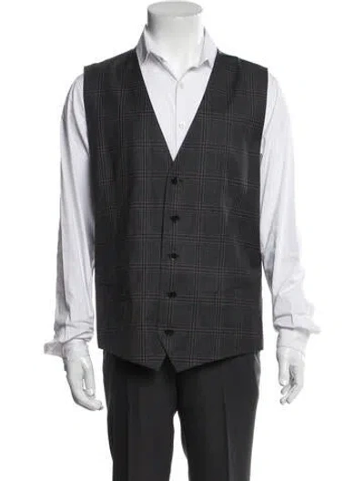Pre-owned Dolce & Gabbana Wool Plaid Print Suit Vest In Gray