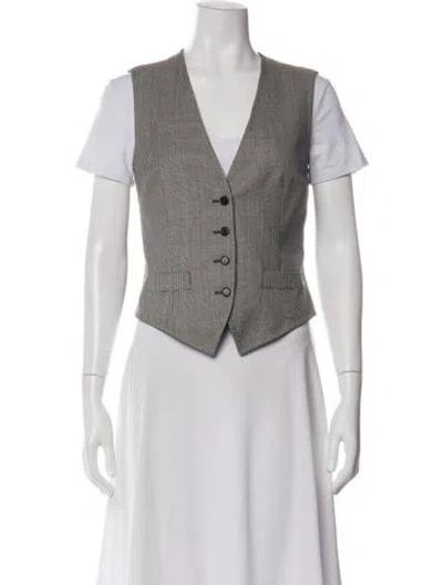 Pre-owned Dolce & Gabbana Wool Plaid Print Vest In Black