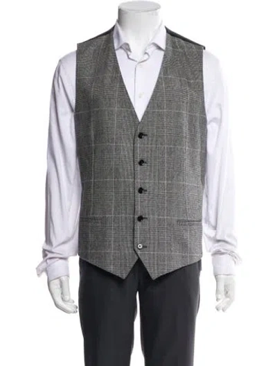 Pre-owned Dolce & Gabbana Wool Plaid Print Vest In Gray