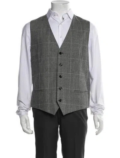 Pre-owned Dolce & Gabbana Wool Plaid Print Vest In Grey