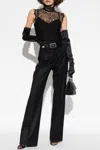 Dolce & Gabbana Flared Wool Pants With Logo Tag In Black