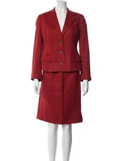 Pre-owned Dolce & Gabbana Wool Pleated Accents Skirt Suit In Red