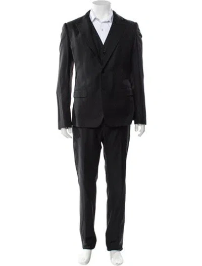 Pre-owned Dolce & Gabbana Wool Polka Dot Print Three-piece Suit In Gray