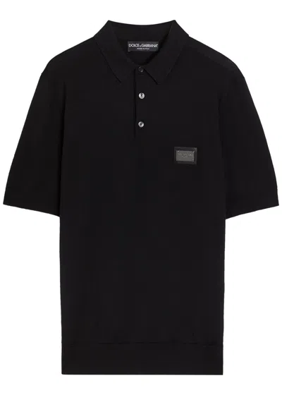 Dolce & Gabbana Wool Polo Shirt In Black