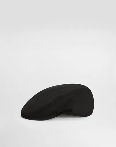 Dolce & Gabbana Wool Poplin Flat Cap In Black