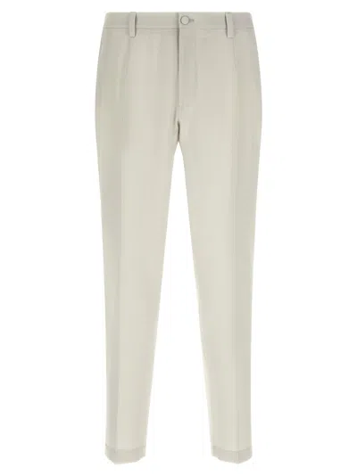 Dolce & Gabbana Wool Poplin Trousers In Cream
