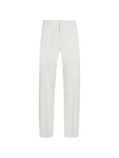 Dolce & Gabbana Wool Poplin Trousers In Neutral