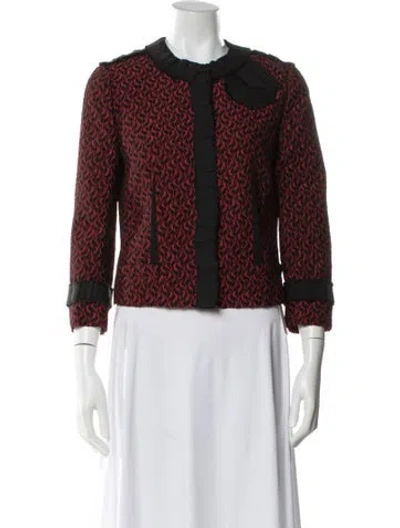 Pre-owned Dolce & Gabbana Wool Printed Evening Jacket In Burgundy