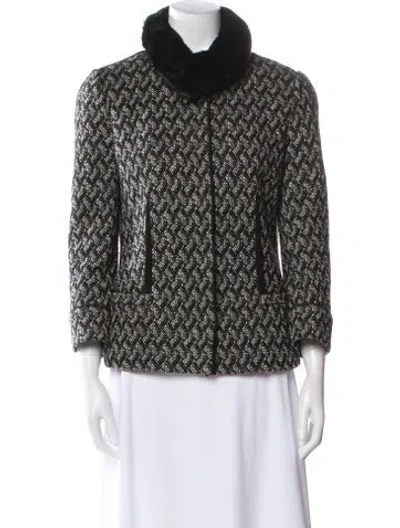 Pre-owned Dolce & Gabbana Wool Printed Fur Jacket In Black
