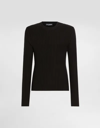 Dolce & Gabbana Ribbed Wool Sweater In Black