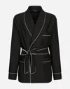 Dolce & Gabbana Shawl-lapels Wool Robe With Piping In Black