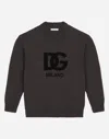Dolce & Gabbana Wool Round-neck Sweater With Flocked Dg Logo In Multicolor