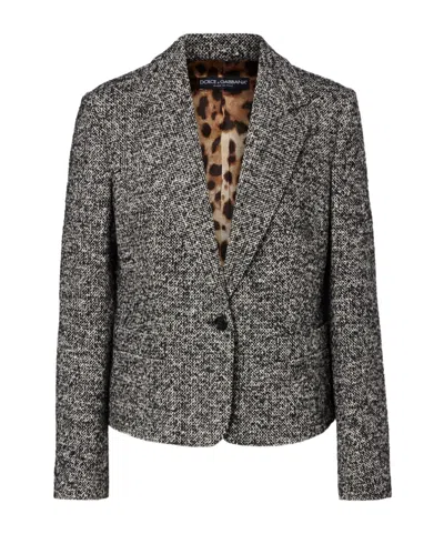 Dolce & Gabbana Wool, Silk, And Alpaca-blend Jacket In Gray