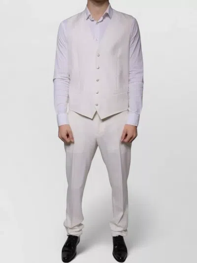 Dolce & Gabbana Wool Silk Three Piece Slim Fit Suit In White