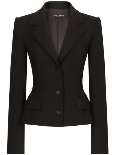 Dolce & Gabbana Wool Single-breasted Blazer Jacket In Black