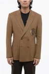 DOLCE & GABBANA WOOL SINGLE BREASTED BLAZER WITH COAT OF ARMS EMBROIDERY