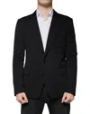 Dolce & Gabbana Dark Blue Taormina Cotton Blazer Suit Jacket In Black