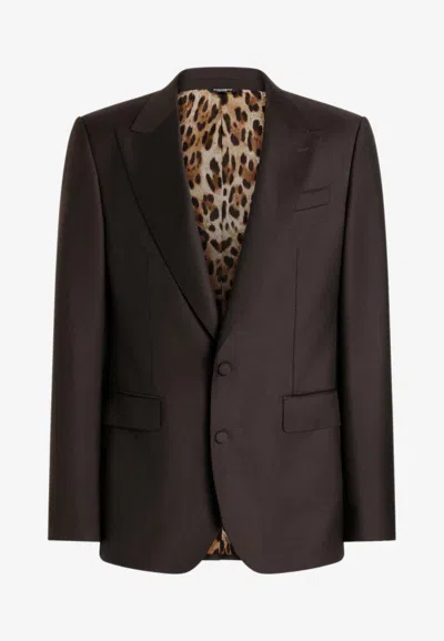 Dolce & Gabbana Sicilia Light Wool Single-breasted Jacket In Brown