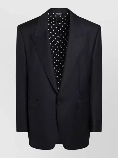 Dolce & Gabbana Wool Single Breasted Jacket Notch Lapel In Black