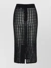 Dolce & Gabbana Wool Skirt With Crochet Design And Back Slit In Black