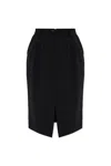 Dolce & Gabbana Double Wool Crepe Midi Skirt In Black
