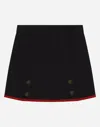 Dolce & Gabbana Wool Skorts With Decorative Buttons In Blue