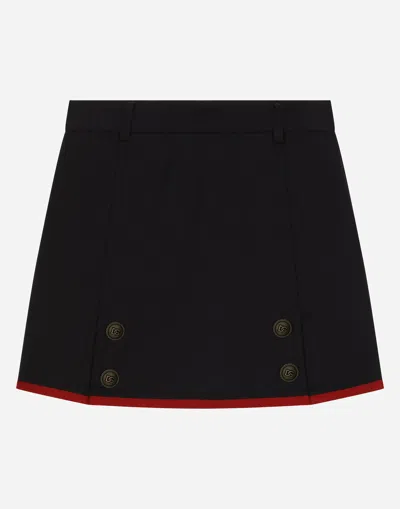 Dolce & Gabbana Wool Skorts With Decorative Buttons In Blue