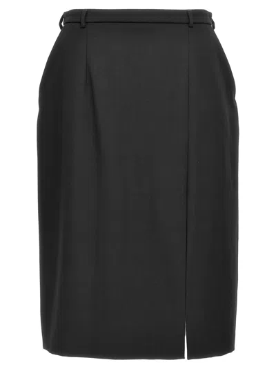 Dolce & Gabbana Wool Slit Skirt In Black