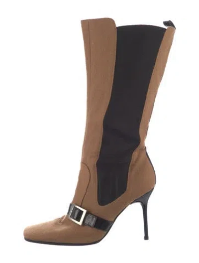 Pre-owned Dolce & Gabbana Wool Sock Boots In Neutral