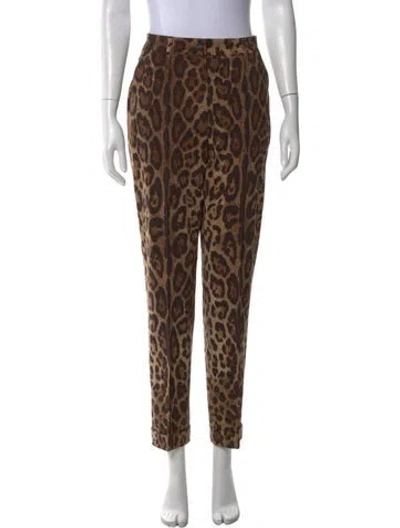 Pre-owned Dolce & Gabbana Wool Straight Leg Pants In Brown