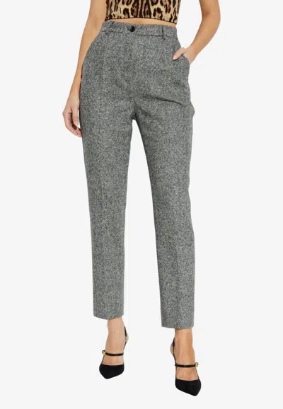 Dolce & Gabbana Wool Straight-leg Pants In Gray