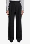 Dolce & Gabbana Wool Chalk Stripe Trousers In Black